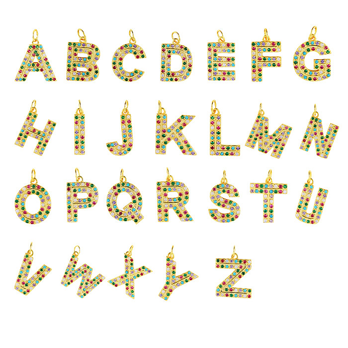 Pendentif lettre A en argent sterling avec zircone colorée