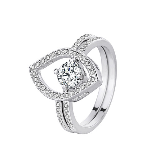 Silver Cubic Zirconia Eye Ring Set