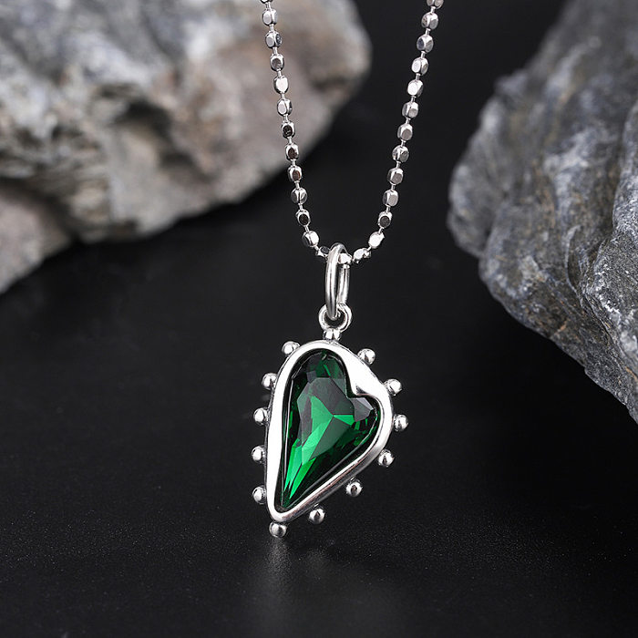 Zirconia Emerald Heart Beads Necklaces
