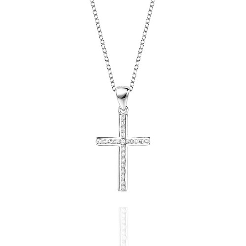 Collier pendentif croix en zircone cubique