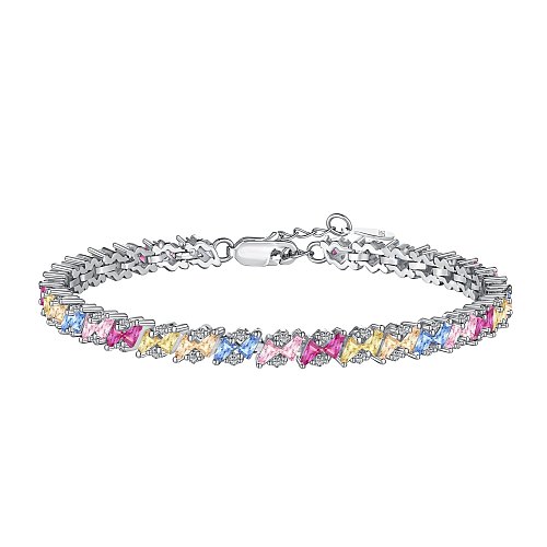 Luxury Rainbow Trapezoid Zirconia Tennis Chain Bracelet