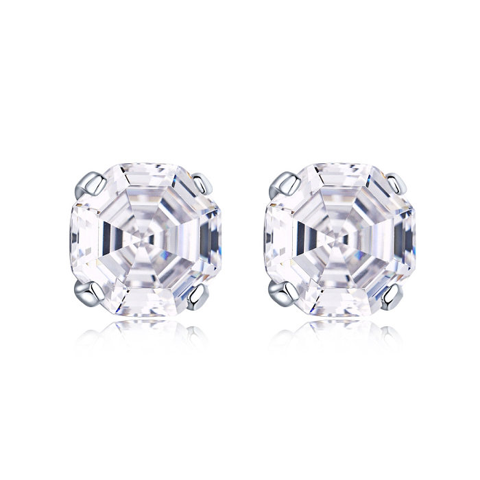 Shiny Octagon Zirconia Party Stud Earring