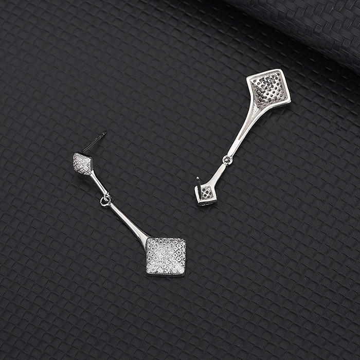 Silver Cubic Zirconia Geometric Stud Earring