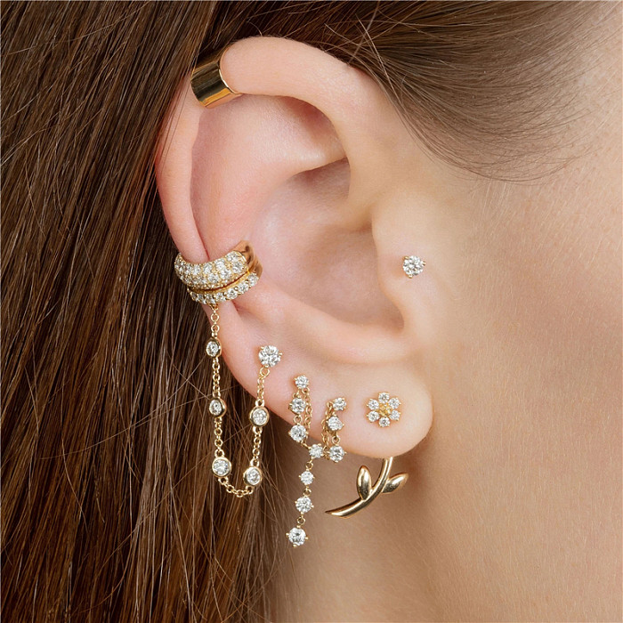 Boucles d'oreilles à tige en argent sterling avec pampilles et zircones