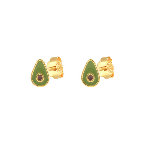 Kids  Silver Avocado Fruit Stud Earrings