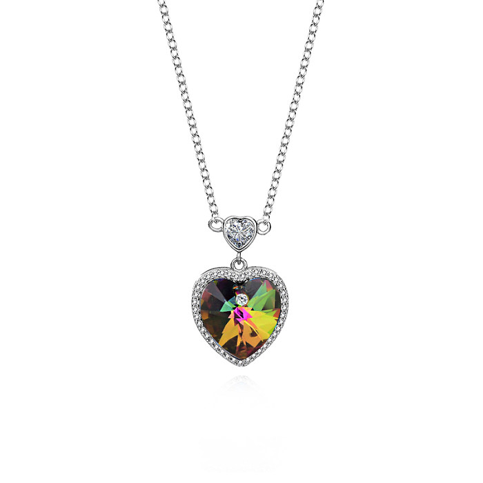 Collier pendentif coeur cristaux autrichiens