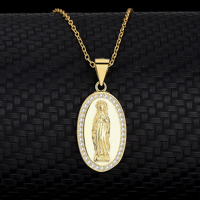 Cubic Zirconia Mother of God Pendant Necklace