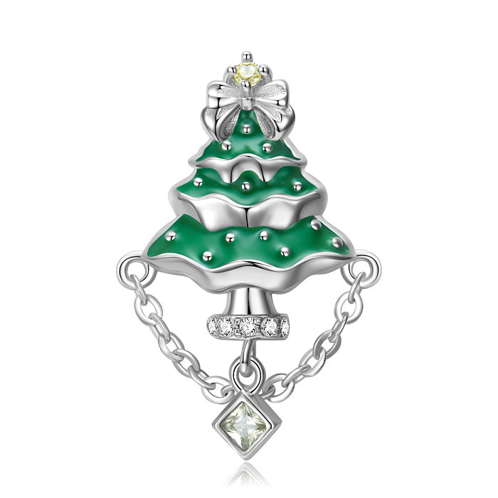 Pendentifs à pampilles en forme d'arbre de Noël en argent sterling et cristal