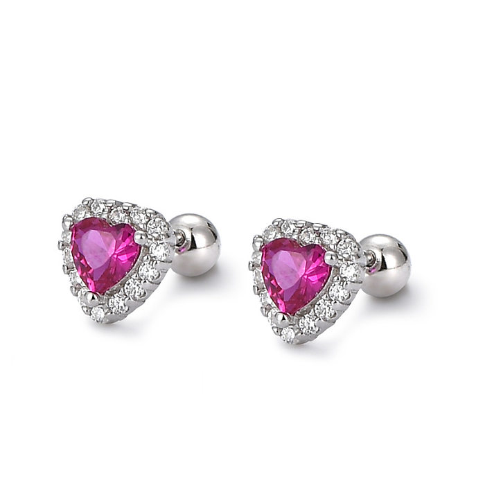 Sparkle Heart Screw Back Stud Earring