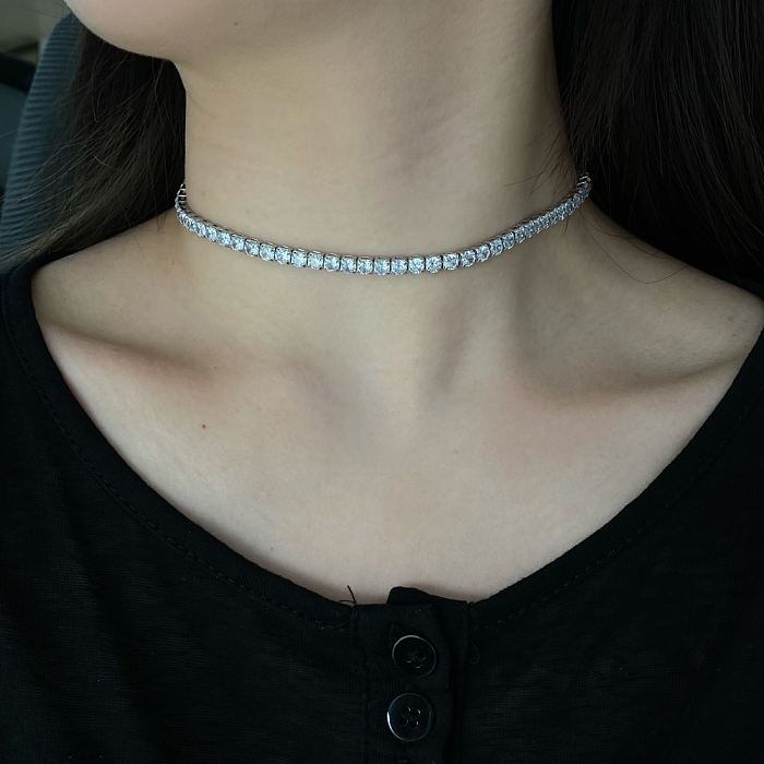 Sterling Silver //mm Zirconia Tennis Necklace