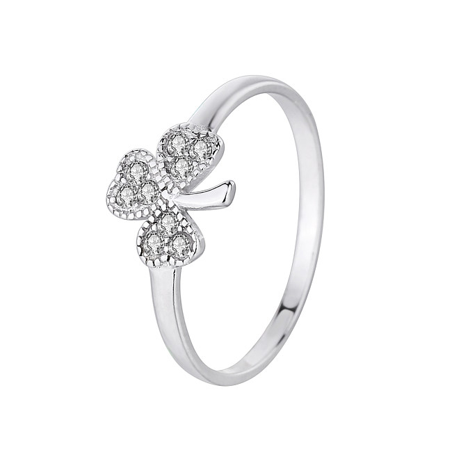 Silver Cubic Zirconia Clover Band Ring