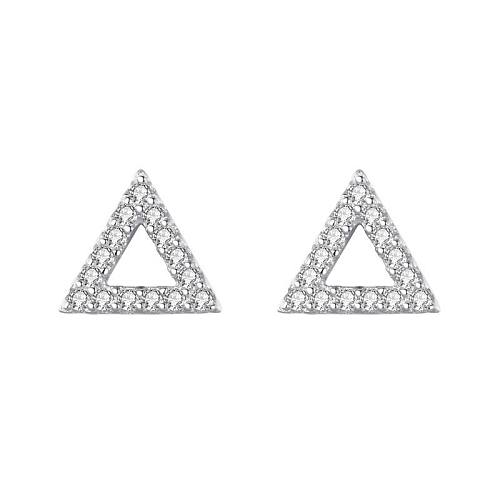 Brincos triangulares de zircônia em prata esterlina