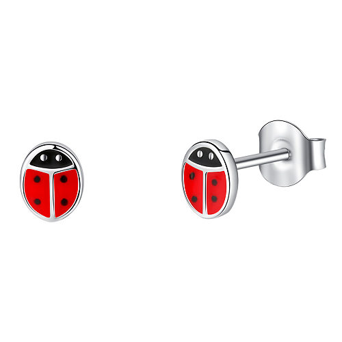 Kids Silver Ladybug Stud Earrings