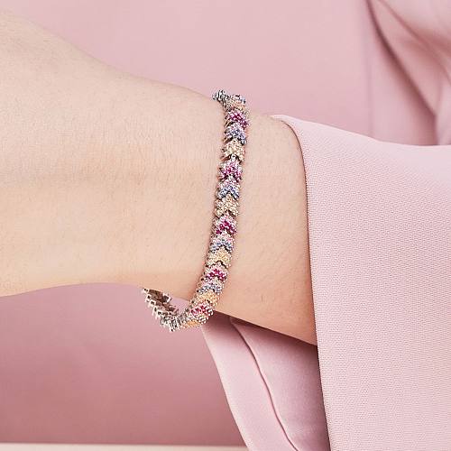 Elegant Rainbow Zirconia Arrow Tennis Chain Bracelet