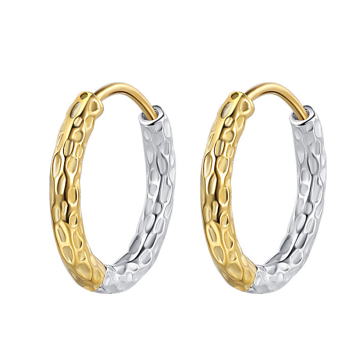 Two Tone Color Hammered Hoop Earrings