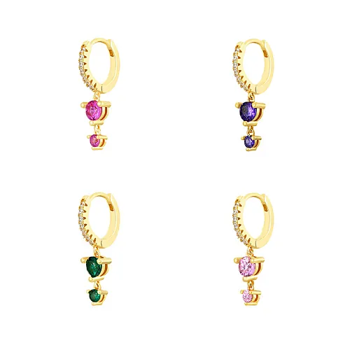 pcs  Sterling Silver Colorful Zirconia Hoop Earring