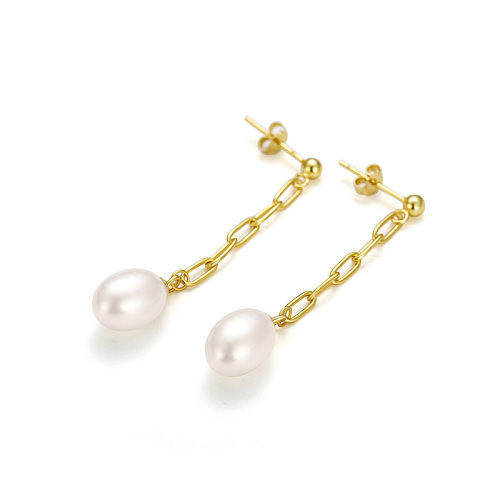 Pendientes de cadena de plata con perlas
