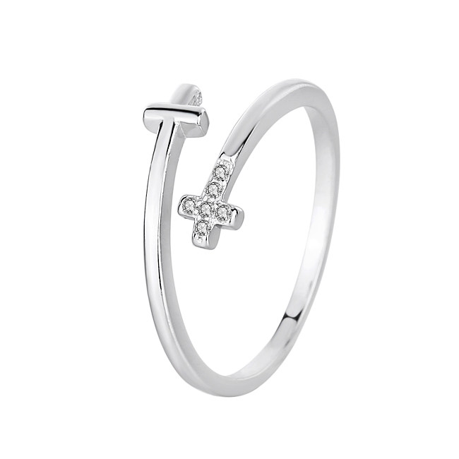 Silver Cubic Zirconia Cross Toe Ring