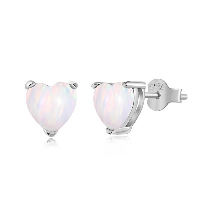 Heart Opal Stud Earring