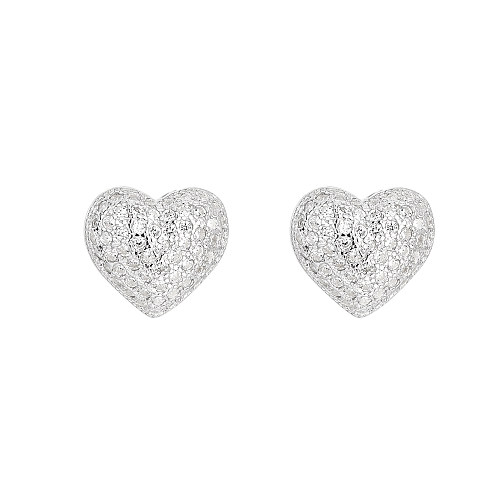 Cubic Zirconia Love Heart Stud Earring