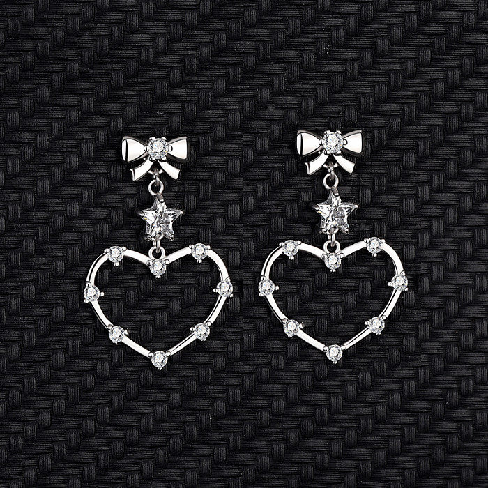 Cubic Zirconia Love Heart Star Stud Earring