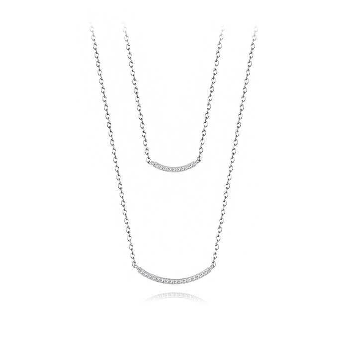 Mehrschichtige Halskette „Smile“ aus Sterlingsilber mit Zirkonia