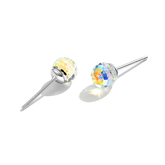 Sterling Silver Crystal Beads Stud Earrings