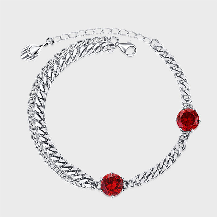 Red Zirconia Layered Chain Bracelets