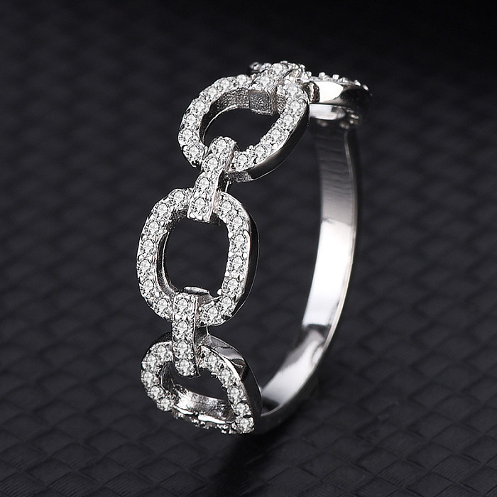 Silver Cubic Zirconia Chain Band Ring