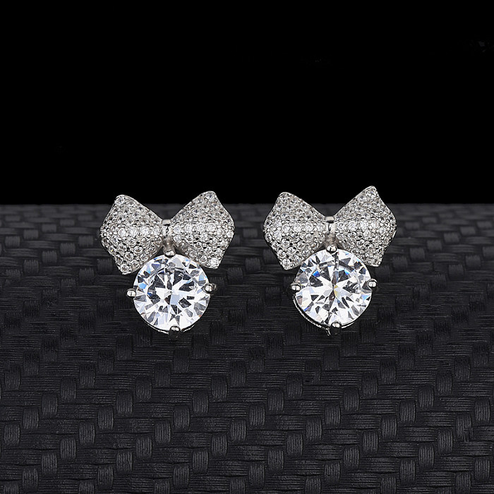 Cubic Zirconia Bow Stud Earring