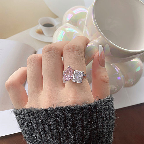 White-Pink Sapphire Zirconia Solitaire Ring