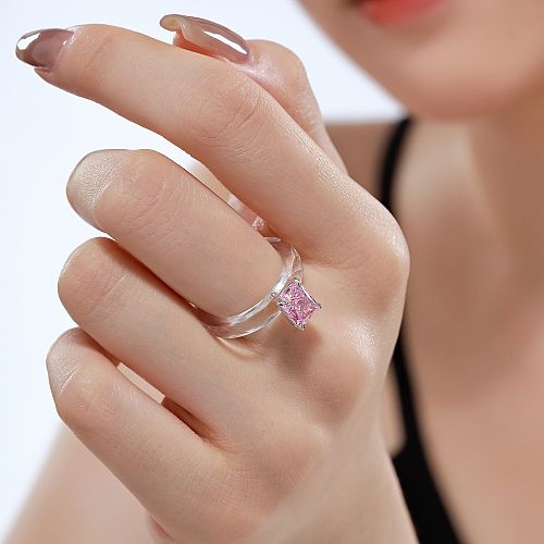 High Carbon Zirconia Crystal Solitaire Ring