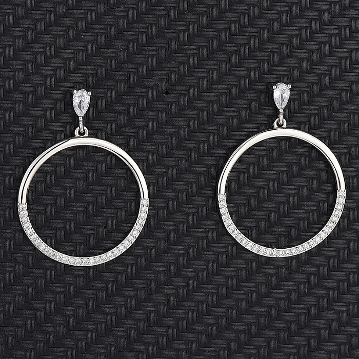 Silver Cubic Zirconia Circle Stud Earring