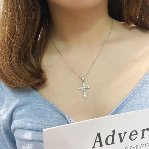 Cubic Zirconia Cross Pendant Necklace