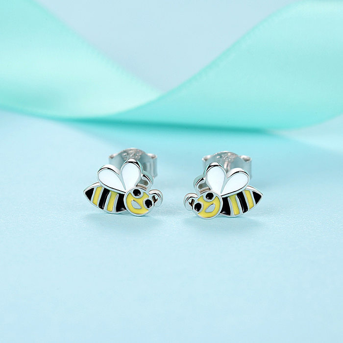 Pendientes infantiles de plata con diseño de abejas