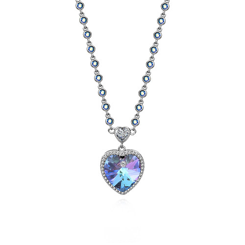 Collier pendentif coeur cristaux autrichiens