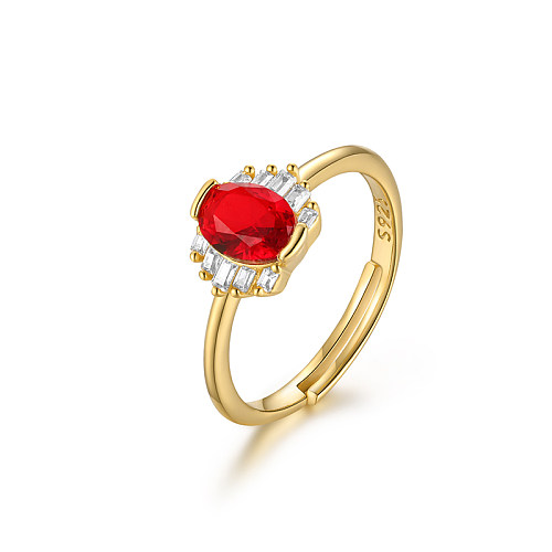 Silver Red Zirconia Open Band Ring