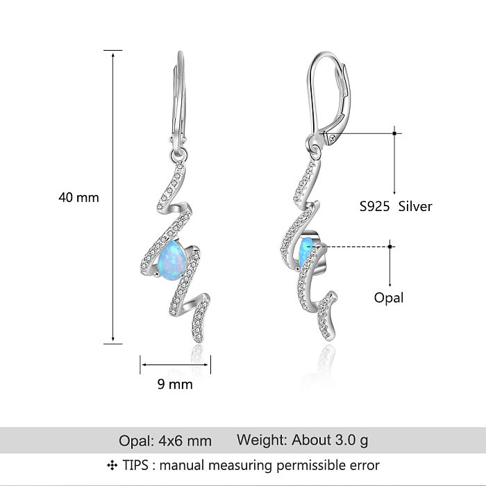 Zirkonia-blauer Opal-Ohrring mit Hebelverschluss