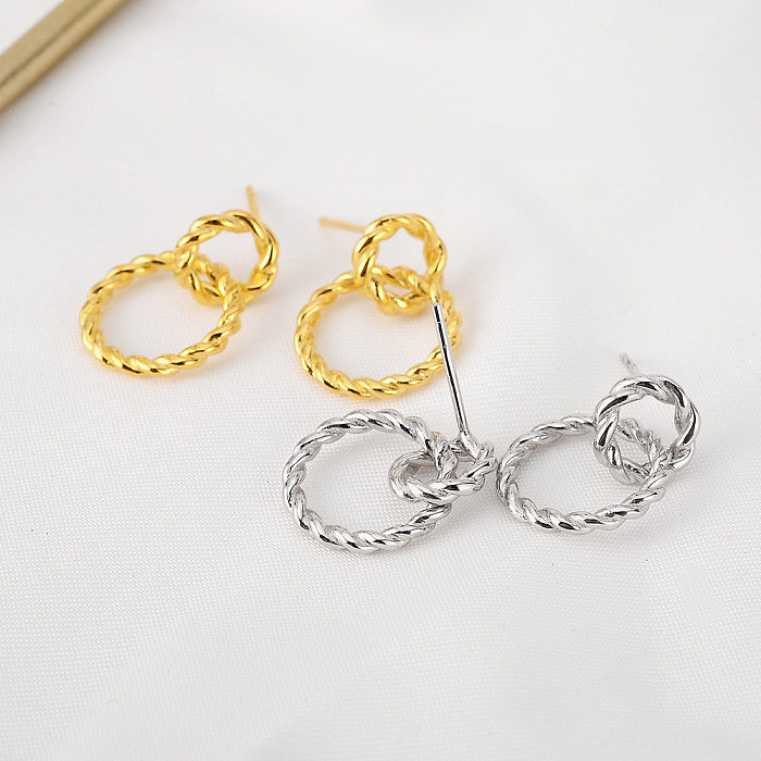 Knited Double Circles Stud Earring