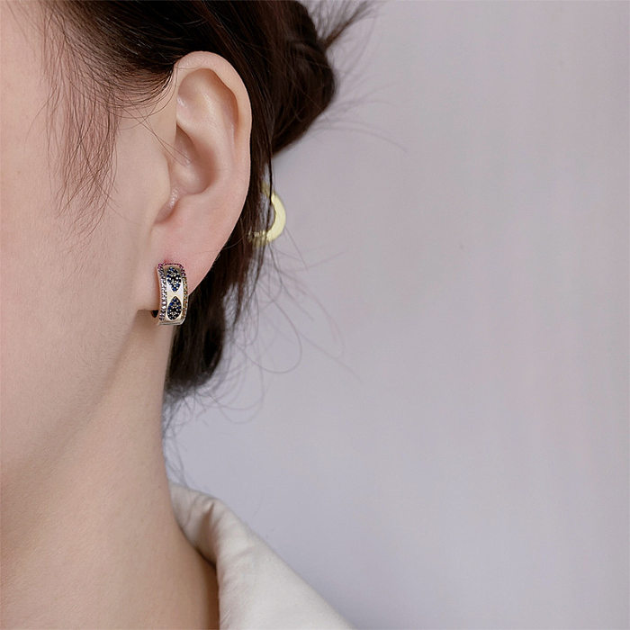 Vintage Zirconia Wide Huggie Hoop Earrings