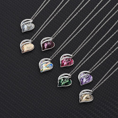 Austrian Crystals Love Heart Cubic Zirconia Pendant Necklace