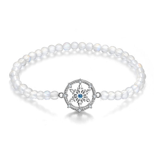 Bracelets en chaîne de flocon de neige en perles de pierre de lune