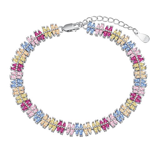 Pulseira luxuosa de corrente de tênis Rainbow Marquise Zirconia