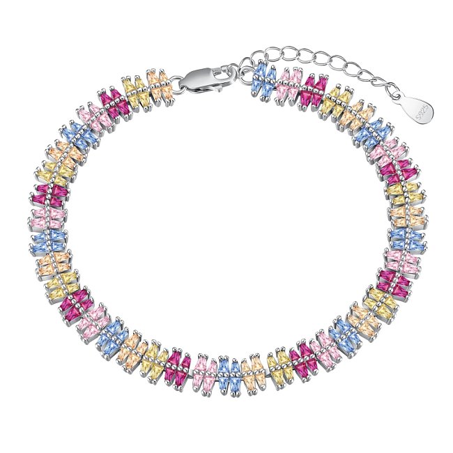 Bracelet de luxe en chaîne de tennis en zircone marquise arc-en-ciel
