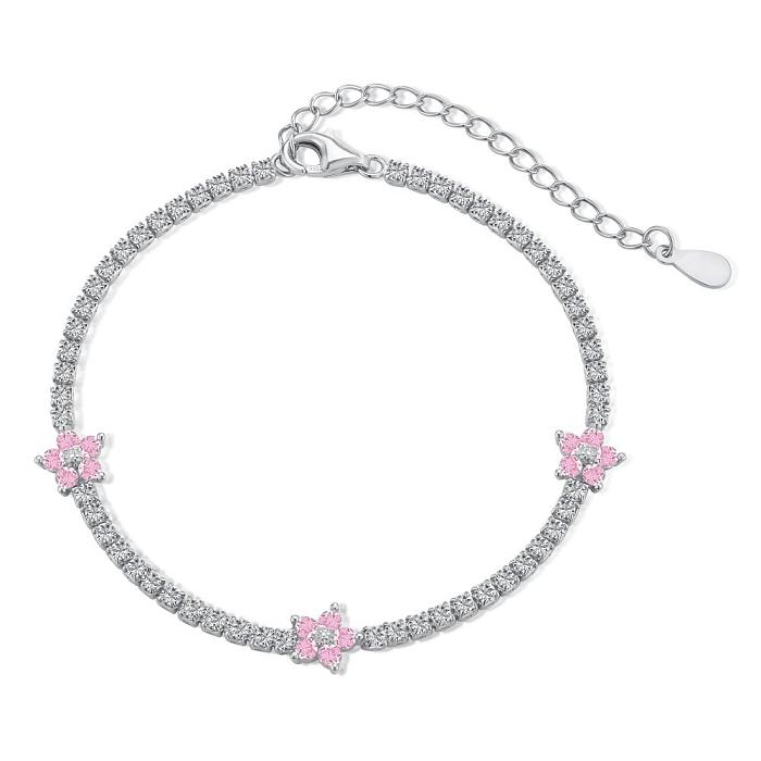 Sterling Silver Full CZ Flowers Bracelets