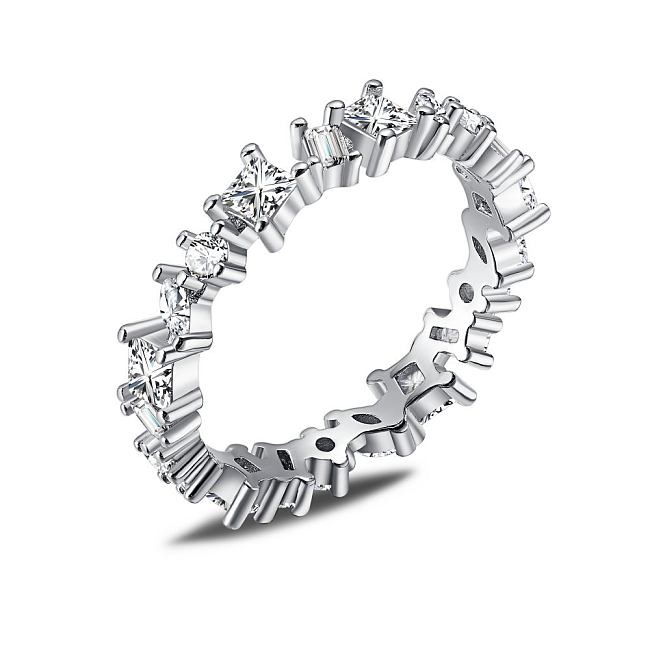 Sterling Irregular CZ Band Rings