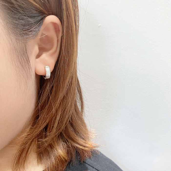 Silver Cubic Zirconia Huggie Earring