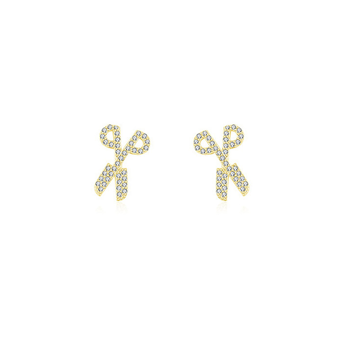 Kids  Silver Zirconia Scissor Stud Earring