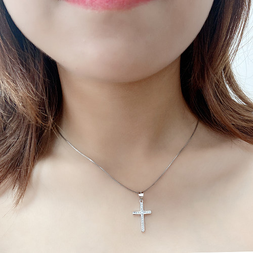 Cubic Zirconia Cross Pendant Necklace