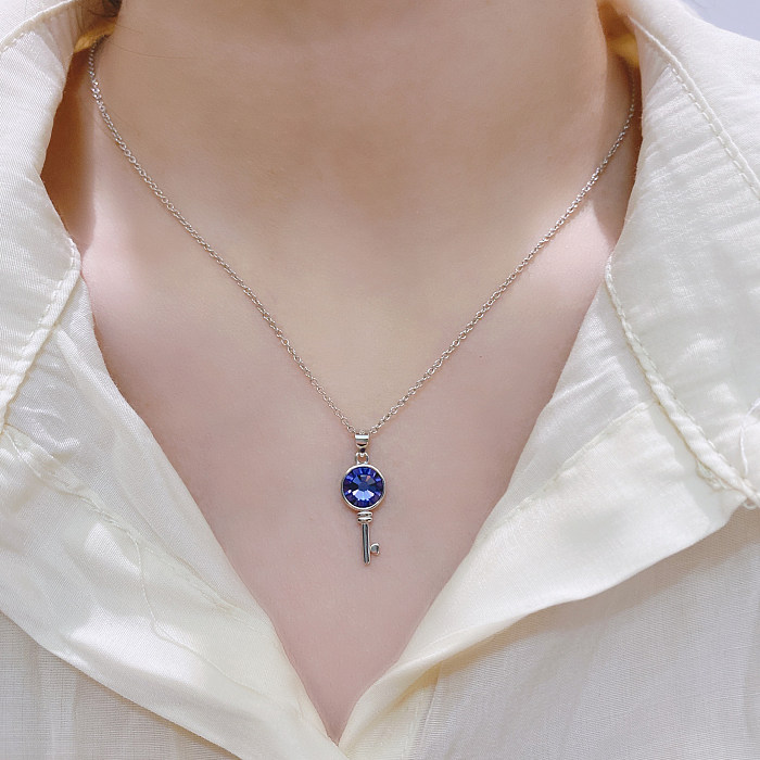 Austrian Crystals Key Pendant Necklace